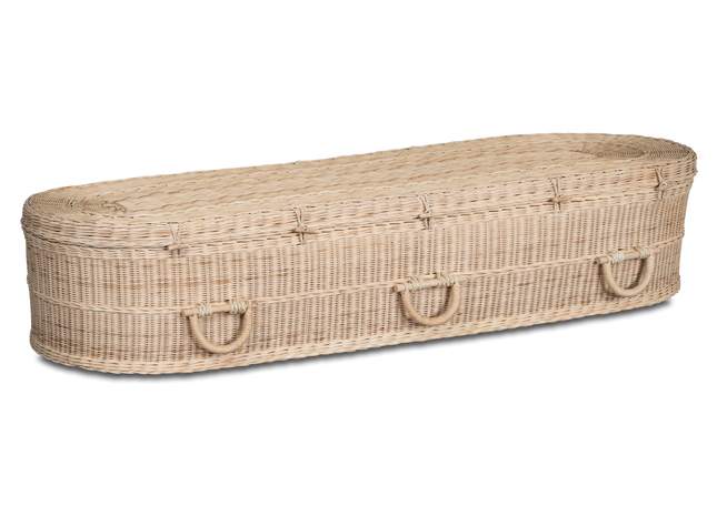 Rotan Uitvaartmand Rond 1x Verlengd en verbreed