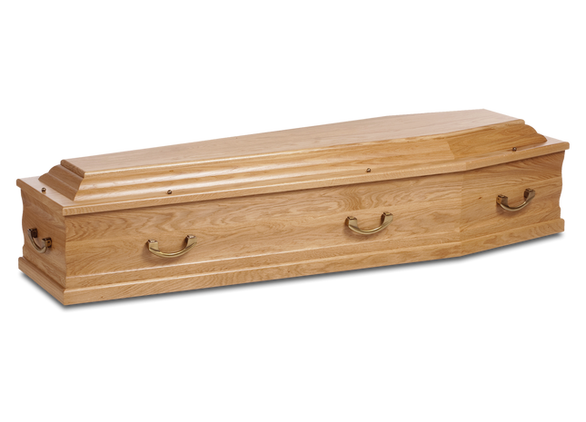 Uitvaartkist Massief Eikenhout verhoogd deksel