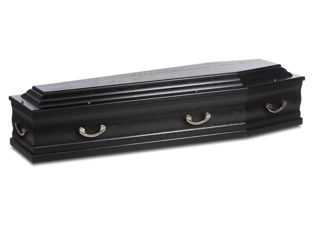 Uitvaartkist Massief Eikenhout Zwart verhoogde deksel